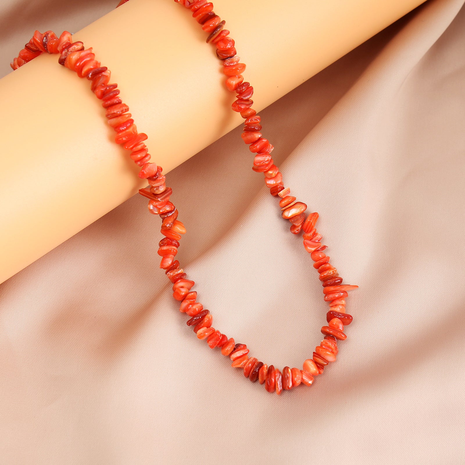 Wholesale Summer vacation new colorful irregular natural shell handmade beaded necklace